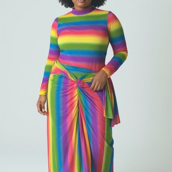 Goodtime Dresses & Skirts - Rainbow body suit with skirt bottom